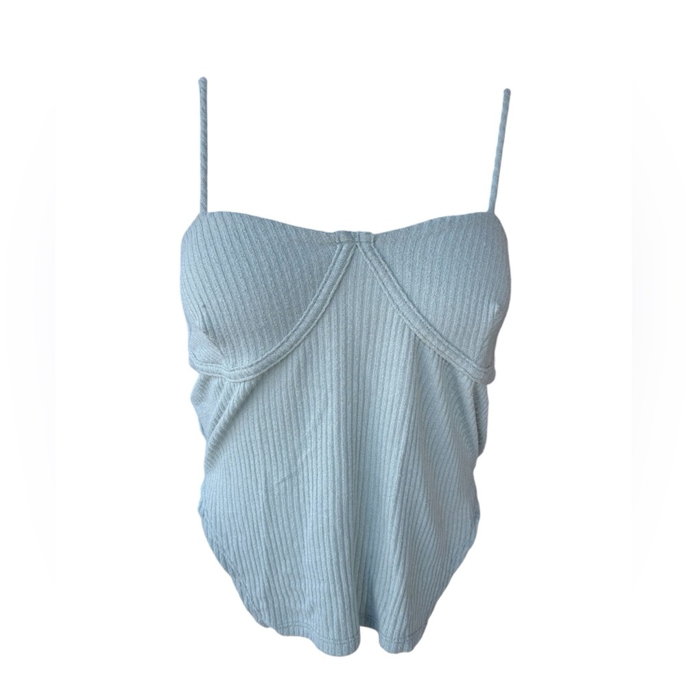Light Green Tank with angled cutting from Fashion Nova